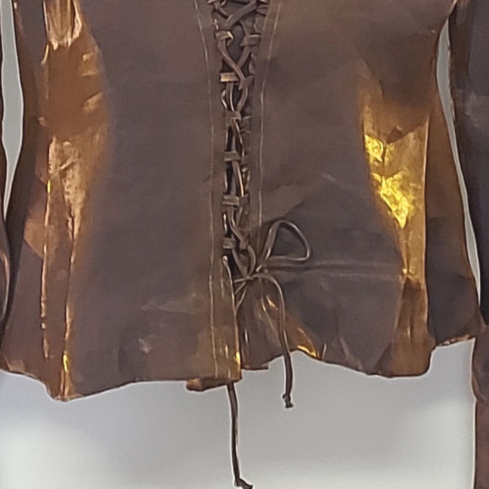 Oblique Brand Bronze Blouse with Laced Back, Size 12 - Picture 5 of 16